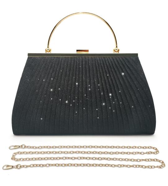 Handtassen Schoudertassen Glitter Clutch Bags voor Vrouwen Sprankelende Avondtassen Pailletten Tas voor Bruiloft, Feest, Date, Prom, 2-Zwart