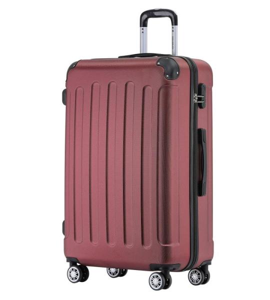 BEIBYE Harde koffer, trolleykoffer, rolkoffer, reiskoffer, handbagage, 4 wielen, M/L/XL, wijnrood