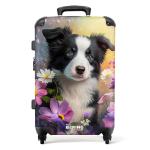 NoBoringSuitcases.com Kinderkoffer, handbagage, harde koffer met TSA-slot, jongens en meisjes, trolley, reiskoffer, draagtas, rolkoffer, klein of middelgroot, 30 hond met bloemen, 