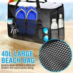 Grote strandtas van mesh voor dames, draagbaar, XXL familie, strandtas voor dames, opvouwbaar en herbruikbaar, grote nettas voor het strand, voor zand, zwemmen, reizen, winkelen, Z
