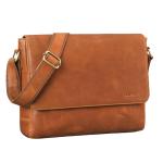 Zakelijke tassen heren lederen laptoptas dames 'San Diego' lederen schouder platte vintage aktetas echt leer voor 15 inch notebook, Texas Bruin, Medium