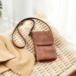 Mobiele telefoon om te hangen, leer, mobiele telefoon-schoudertas voor dames, mobiele telefoon met portemonnee om om te hangen, handtas dames schoudertas voor designer, A-01-bruin,
