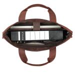 Seattle Moderne leren tas voor heren, van echt leer, groot, ideaal als zakelijke aktetas, platte laptoptas voor 14-15,6 inch voor op reis, met trolleyhouder, Ohio Bruin, Large