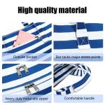 Grote strandtas voor dames, schoudertas, handtas, waterdicht, zanddicht met ritssluiting, voor zwembad, fitnessstudio, reizen, met zak voor natte spullen., Blauwe witte strepen.