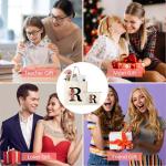 Katoenen tas gepersonaliseerd met naam initial boodschappentas met letters vrouwen draagtas en make-uptas cadeau voor vriendin bruidsmeisje mama voor verjaardagen, bruiloft (R)