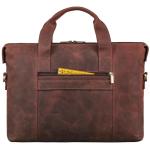 Seattle Moderne leren tas voor heren, van echt leer, groot, ideaal als zakelijke aktetas, platte laptoptas voor 14-15,6 inch voor op reis, met trolleyhouder, Ohio Bruin, Large