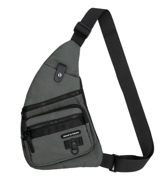 Borsttas Sling Bag voor Mannen Vrouwen, Reizen Crossbody Rugzak Mens Schoudertas Waterdichte Persoonlijke Pocket Tas Slanke Lichtgewicht Gym Fietstas, Grijs
