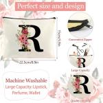 Katoenen tas gepersonaliseerd met naam initial boodschappentas met letters vrouwen draagtas en make-uptas cadeau voor vriendin bruidsmeisje mama voor verjaardagen, bruiloft (R)