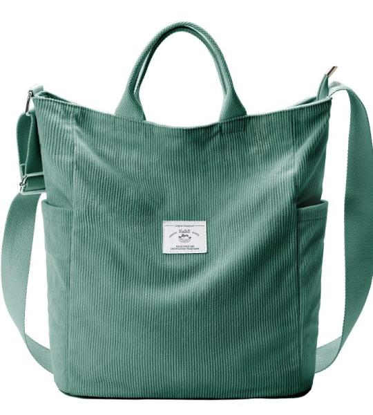 Dameshandtas, canvas, shopper, schoudertas, casual, groot, voor school, werk, dagelijks gebruik, winkelen, Lichtgroen-2