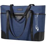Laptoptas voor dames, ChaseChic waterdichte grote shopper klassieke leraressentas schoudertas voor school, 15,6" werktas met bagageriem donkerblauw