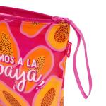 - Strandtas voor dames, strandtas met ritssluiting en trekkoord aan de zijkant, draagtas voor kostuum en strandaccessoires, ideale strandtas voor meisjes, dames, 20 x 16 cm, Papaja