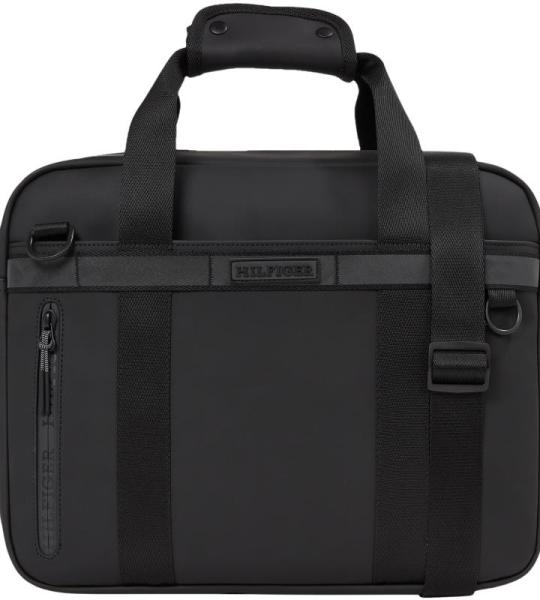 Tommy Hilfiger Herren TH MONOTYPE Computer Bag AM0AM12745 Laptoptasche, Schwarz (Black)