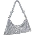 Clutch glitter dames, zilveren avondtas, handtas, diamant tas, schoudertas, zilver, elegant met ritssluiting, strasssteentjes, , portefeuille, schoudertas voor feest, vrije tijd, d