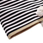 Grote waterafstotende strandtas met rits 58 x 38 x 18 cm gestreept zwart wit shopper schoudertas