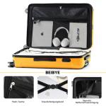 BEIBYE Dubbele wielen, hardcase, reiskoffer, trolleys, harde schaal in XL-L-M in 20 kleuren, geel