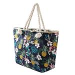 Grote strandtas waterafstotend met rits 58 x 38 x 18 cm bloemen en ananas