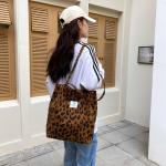 Koord Tas Womens Grote Corduroy Tote Bag Vrouwen Schouder Handtassen voor School Winkelen Werk College Casual, Leo (stad), 40x35x11 cm, Shopper