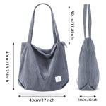 dikkere corduroy draagtas, extra grote capaciteit, handtassen, schoudertassen met rits, corduroy draagtas voor dames, meisjes, boodschappentas voor werk, school, college, dagelijks
