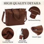 Corduroy draagtas, grote schoudertas voor dames, lichtgewicht casual crossbody handtas met rits voor werk, reizen, winkelen, Bruin