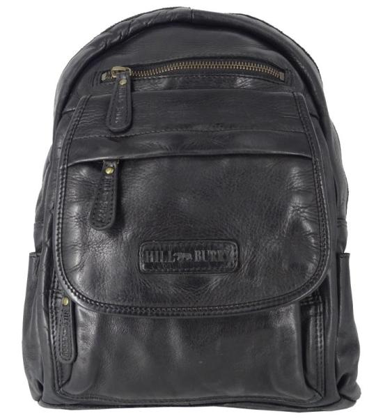 Hill Burry Damesrugzak, elegant leer voor dames, vintage stadsrugzak, leren rugzak, echt leer, zwart, zwart