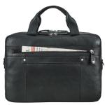 Moderne vintage schoudertas heren leer groot 'Boston' - ideaal als 14-15,6 inch laptoptas aktetas met laptopvak leren schoudertas echt leer, zwart, Large