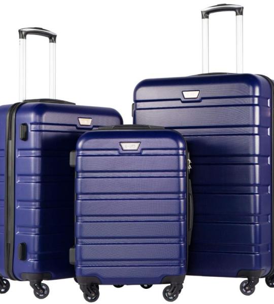 COOLIFE Harde koffer trolley rolkoffer reiskoffer ardschaal Boardcase handbagage met TSA-slot en 4 wielen, donkerblauw, Premium koffer