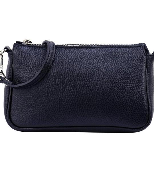 Echt lederen schoudertas schoudertas handtassen clutch kleine tas avondtas 23x13cm Jennie G323, donkerblauw, Small