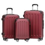 BEIBYE Harde koffer, trolleykoffer, rolkoffer, reiskoffer, handbagage, 4 wielen, M/L/XL, wijnrood
