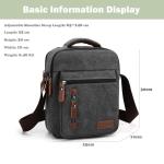 Foino Schoudertassen voor heren, handtas met veel zakken, schoudertas, grote capaciteit, zijtas, reistas, canvas, tablet, school, boekentas voor reizen