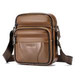 Grote Heren Lederen Handtas Schoudertas IPAD Zakelijke tas Cross Body Casual Sling Organizer Reistas met verstelbare schouderriem Zwart (Bruin 010)