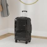 KONO Koffer Mittelgroß 4 Rollen Leicht Hartschalenkoffer Reisekoffer mit TSA Schloss und YKK Reißverlüsse, Polypropylen Rollkoffer Trolley für Business Reise Schule (Schwarz, L