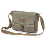 30624 Vintage Canvas Messenger Bag Heren Schoudertas, legergroen, 28 cm