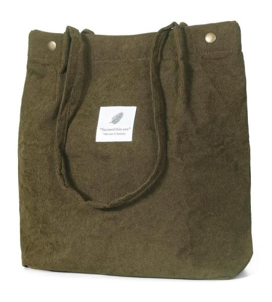 Modieuze strandtas tote bag, legergroen, Hedendaags
