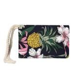 Grote strandtas waterafstotend met rits 58 x 38 x 18 cm bloemen en ananas