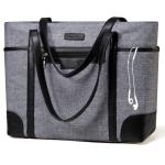 Laptoptas voor dames, ChaseChic waterdichte grote shopper klassieke leraressentas schoudertas voor school, 15,6" werktas met bagageriem antraciet