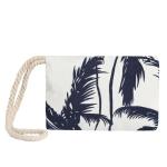 Grote strandtas waterafstotend met rits 58 x 38 x 18 cm palmbomen wit