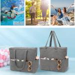 grote strandtas met ritssluiting, voor dames, waterdichte schoudertas, draagtas, shopper, ondoordringbaar voor zand, met ritssluiting, zwembad, fitness, familie-reistas