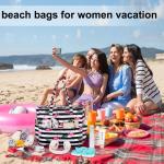 grote strandtas met ritssluiting, voor dames, waterdichte schoudertas, draagtas, shopper, ondoordringbaar voor zand, met ritssluiting, zwembad, fitness, familie-reistas, Utility