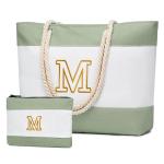 Tote Bag Strandtas voor dames, XXL, grote tas, shopper met ritssluiting, waterdichte boodschappentas, reistas, handtas, schoudertas, lichtgroen-A, XXL