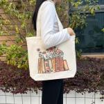 Draagtas, Draagtassen Dames, Boodschappentas, Schoudertas Stoffen Tas, Katoenen Tas, Jute Tas, Met Vintage Print, Canvas Tote Bag om te winkelen School