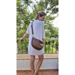 Mademoiselle.M M70 Half-Moon Bag Cognac