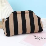 Zomerse strandclutch voor dames, gebreid, gestreept, contrasterende kleur, kleine clutch, geweven tas voor zomerstranden, winkelen, reizen, zwart/goud.