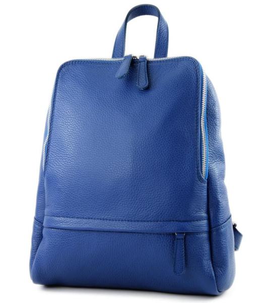 Modamoda.de T138 Italiaanse damesrugzak van leer, blauw 2021, Medium