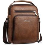 Hjkiopc Schoudertas heren schoudertas crossbody mobiele telefoon tas messenger bag herentas shulder bag lederen borstzak, bruin, Retro