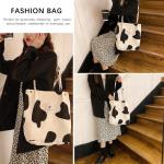 Grote schoudertas voor dames, corduroy schoudertas, strandtas, crossbody tas, shopper, tote bag, boodschappentas, handtas, shopper voor werk, winkelen, school, Cow., 34 cm x 11 cm 