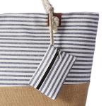 Grote waterafstotende strandtas met rits Strepen donkerblauw