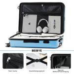 BEIBYE Koffer met harde schaal, trolley, rolkoffer, reiskoffer, veiligheid, cijferslot, dubbele wielen, ABS-materiaal, handbagage, 4 wielen, M-L-XL-set, Glacial Blue