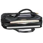 Moderne vintage schoudertas heren leer groot 'Boston' - ideaal als 14-15,6 inch laptoptas aktetas met laptopvak leren schoudertas echt leer, zwart, Large