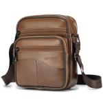 Elegant Klein Heren Leren schoudertas Ipad Messenger Business-tas Crossbody-tas Sling-reistas Handtas Kindle-tablethoes voor vluchtreizen Bruin