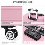 Kono Reiskoffer, trolley met harde schaal, handbagage, dubbele wielen, lichtgewicht, ABS-kunststof, met cijferslot, 55 cm, roze